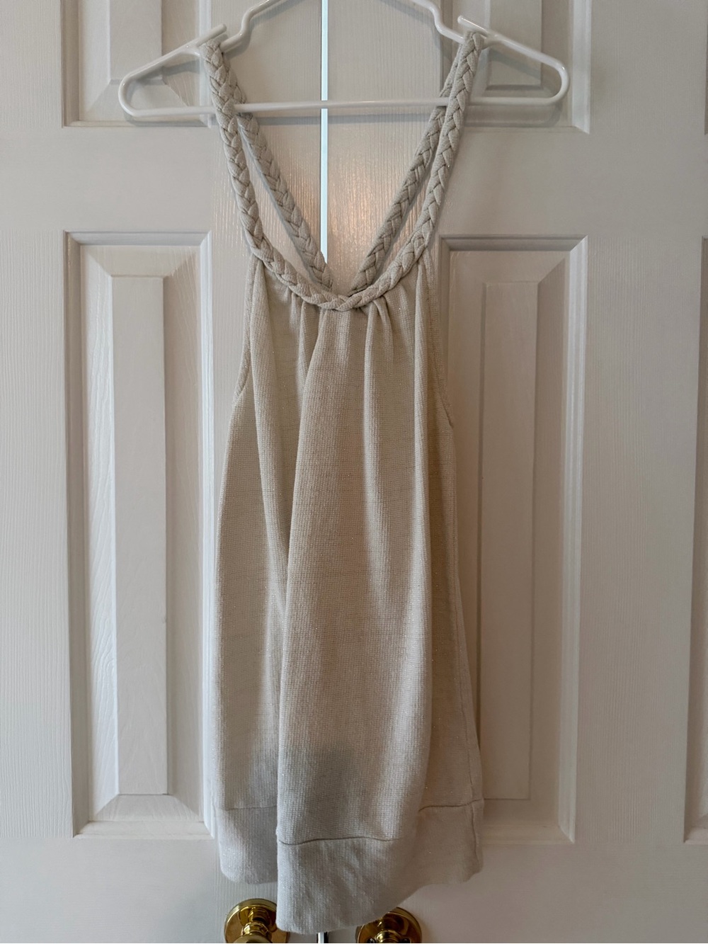 Lux Cream Braided-Strap Tank Top